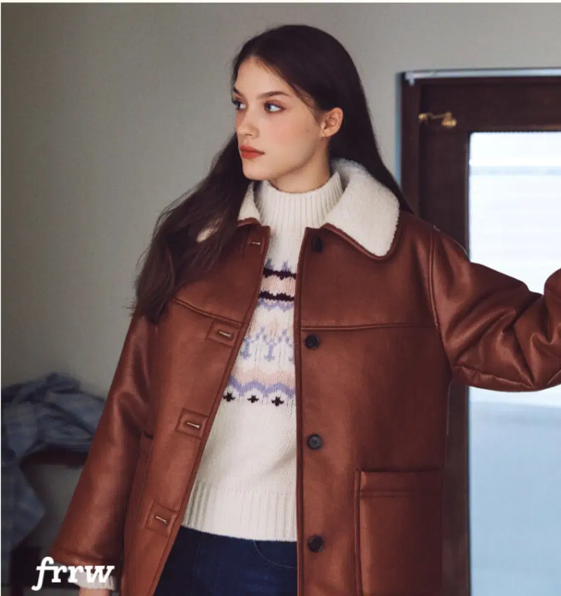 frrw Eco Shearing Half Coat 에코 레더 코트 무스탕