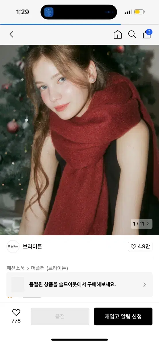 브라이튼 빅 레드와인 머플러