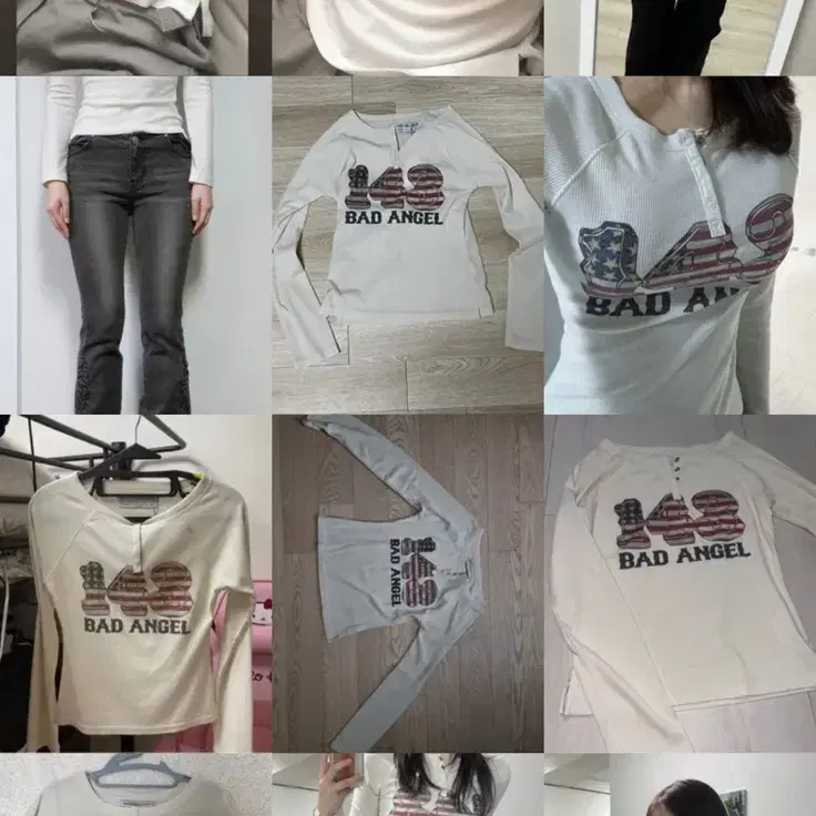 스컬프터 Flag Raglan T-shirt Raw 긴소매 티셔츠