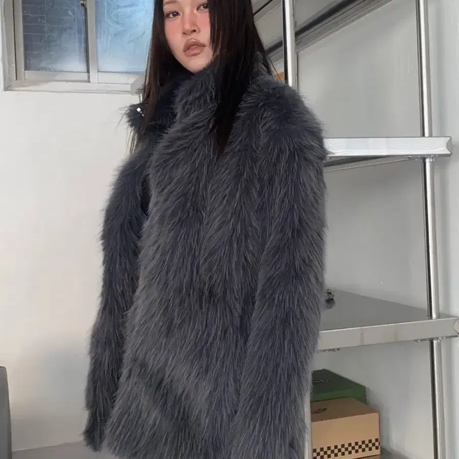 [TOOMUCHTAX] FAUX FUR COAT (GREY) 새상품