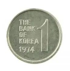 옛날돈 현행주화 1원주화 동전 1974년 미사용