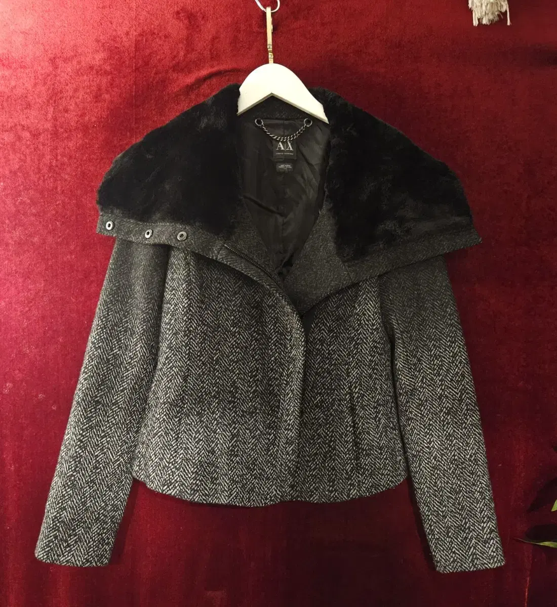 알마니 익스체인지 FAUX FUR 울(wool) 자켓 S size