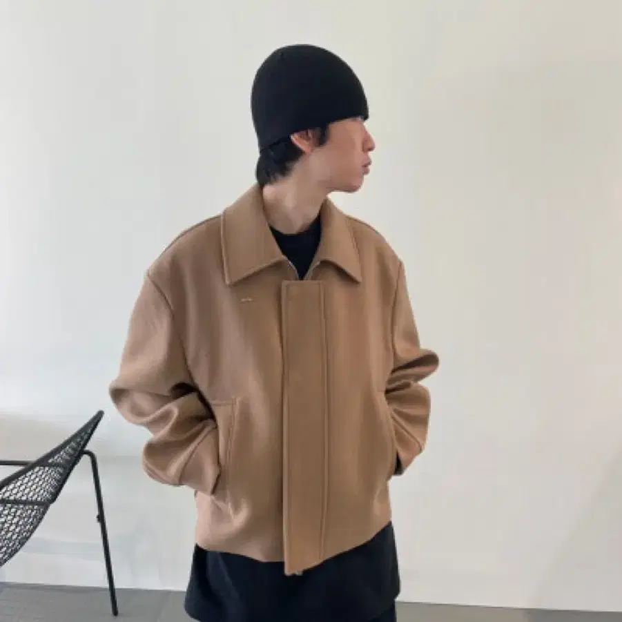 우영미 23fw 울 크롭 자켓 카멜 52