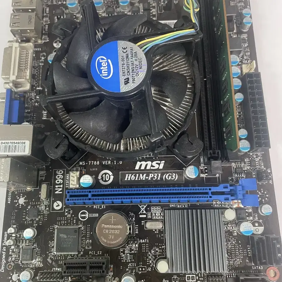 Msi h61m 메인보드 시퓨 ddr3 4g