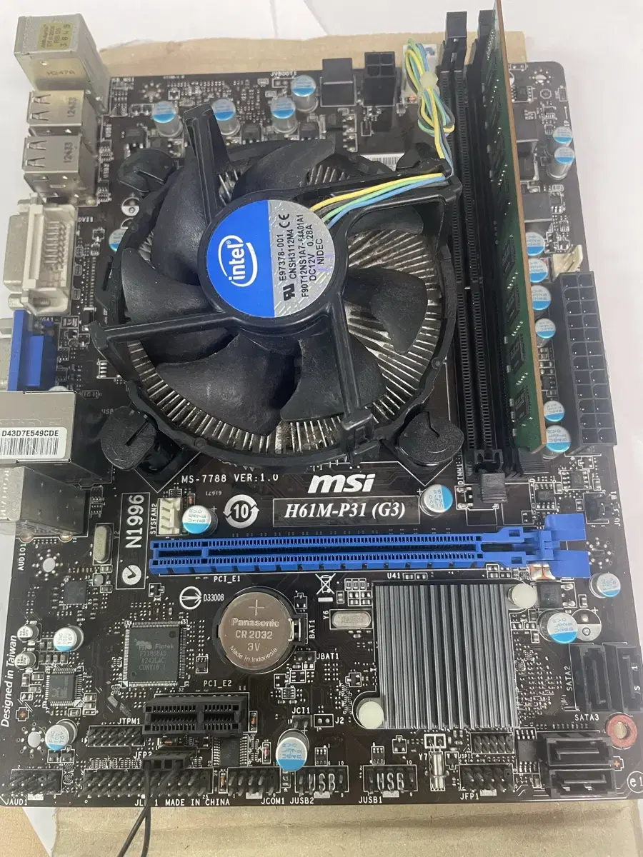 Msi h61m 메인보드 시퓨 ddr3 4g