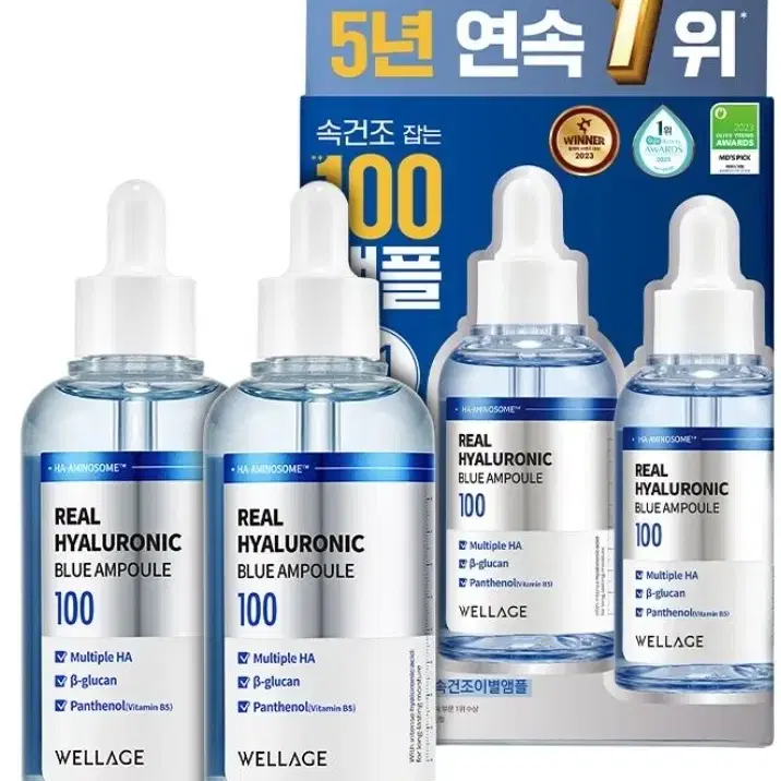 웰라쥬 리얼 히알루로닉 블루 100 앰플 75ml 2개