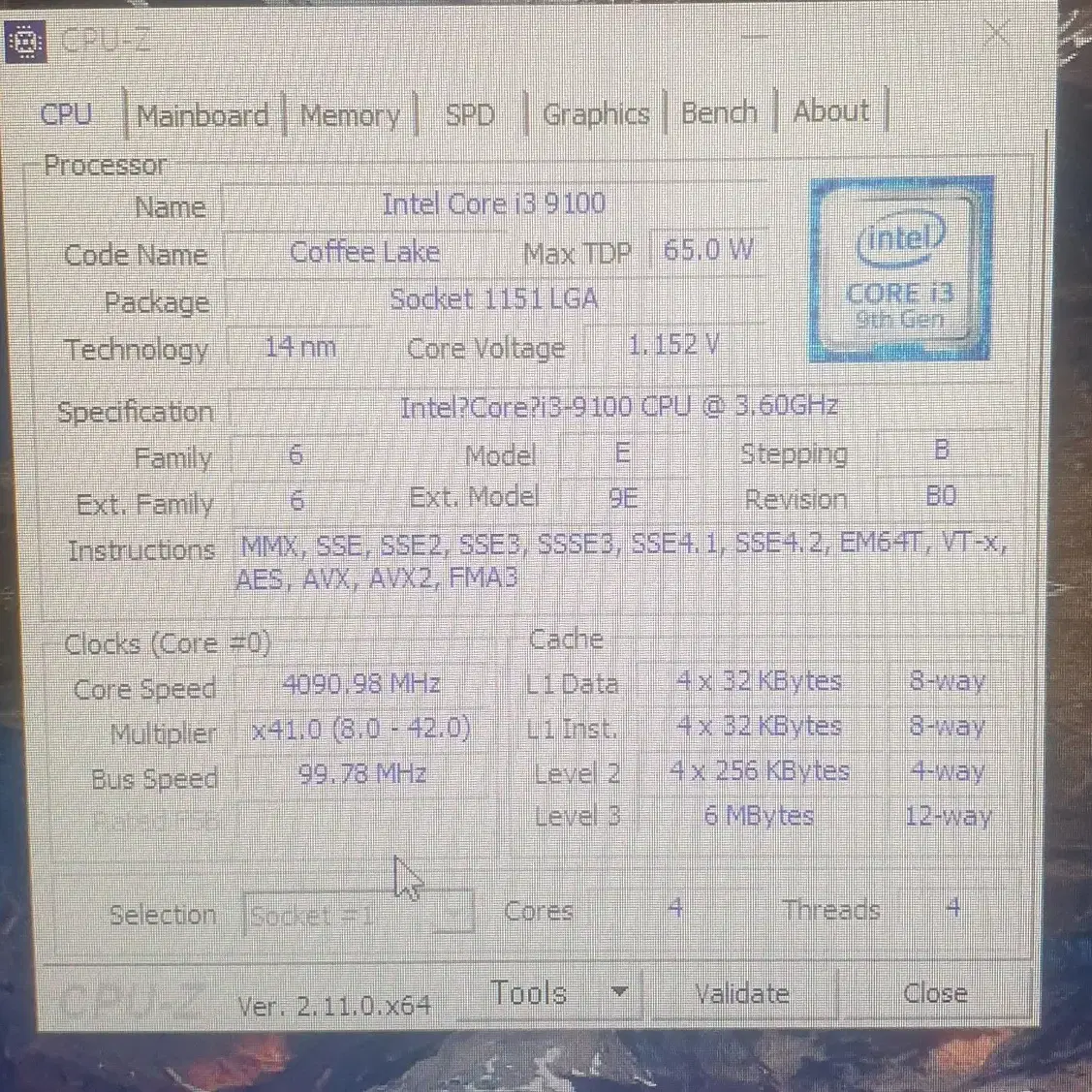 인텔 cpu i3 9100