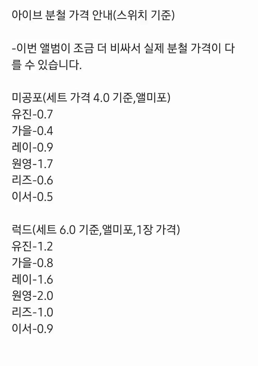 아이브 엠파시 장기분철 7집EMPATHY시그특전미공포스스퀘앨범포카