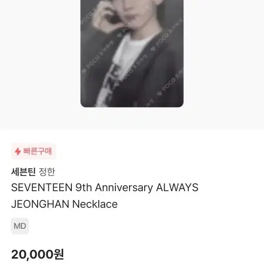 세븐틴 정한 9주년 목걸이 포카