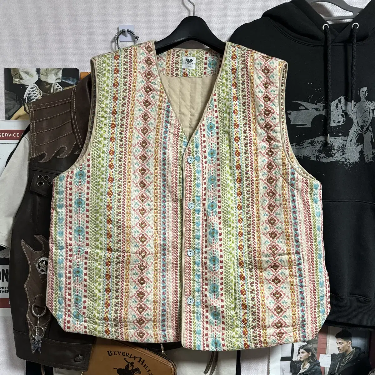 Vintage Ethnic Bohemian Mori Girl Layered Vest Knitting Quilted Vest