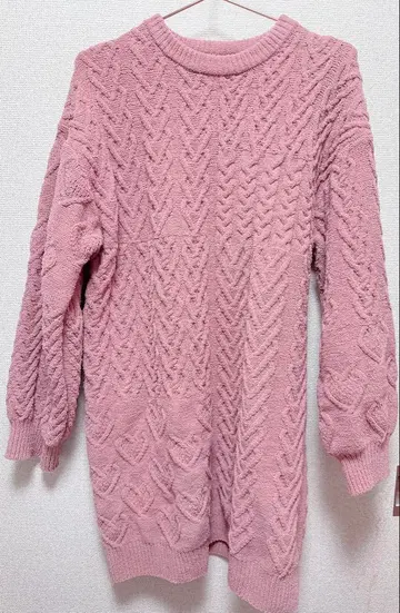 새상품급 젤라또피케 발렌타인 하트 아란 원피스 핑크