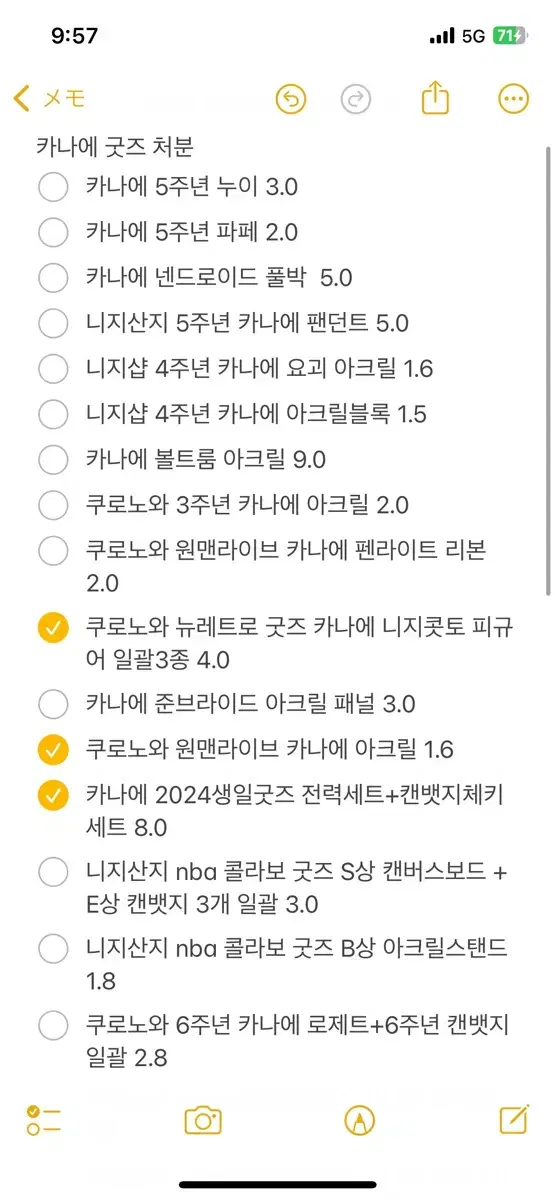 니지산지 카나에 굿즈 처분