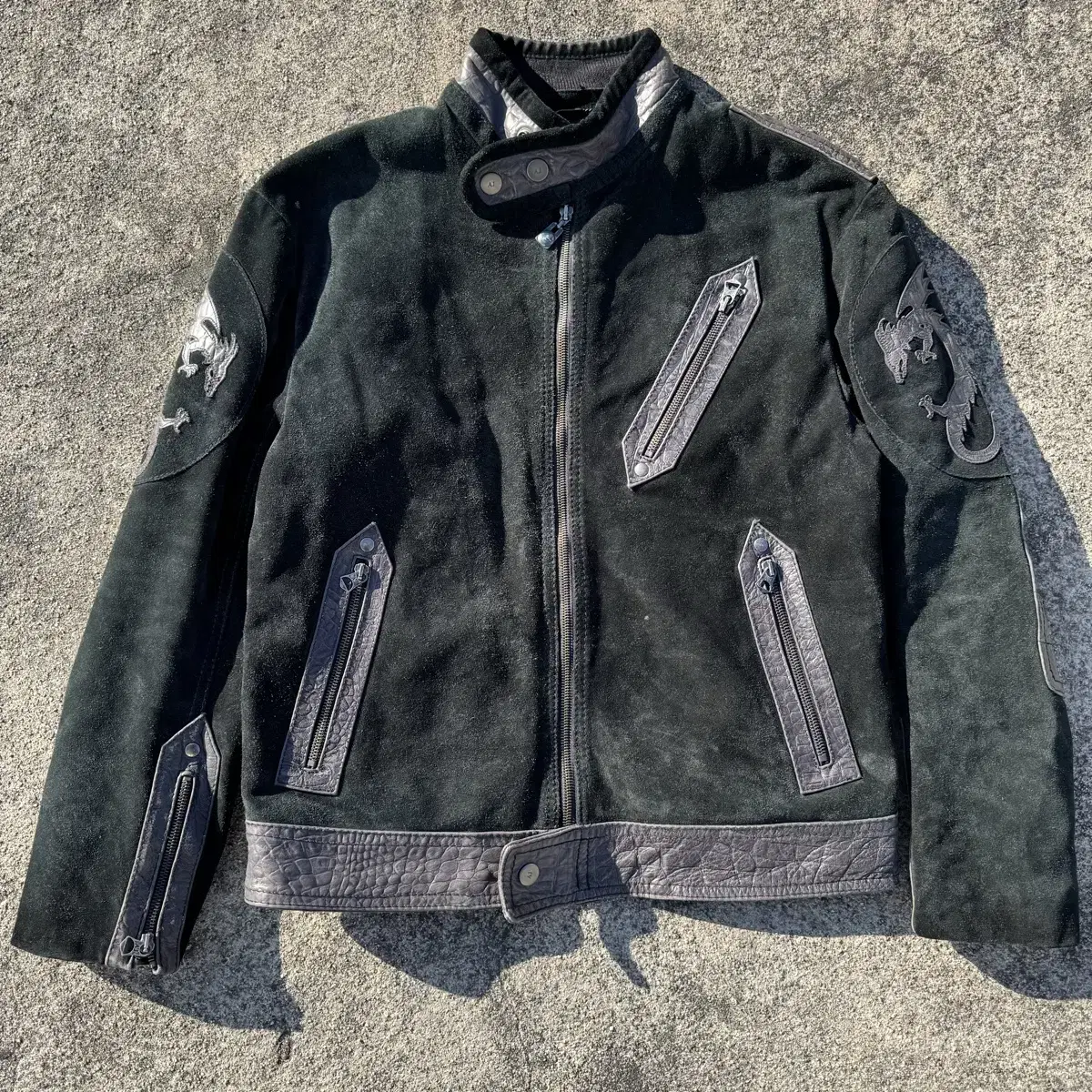 [M~L] Armani Jeans Dragon Hide 가죽 자켓