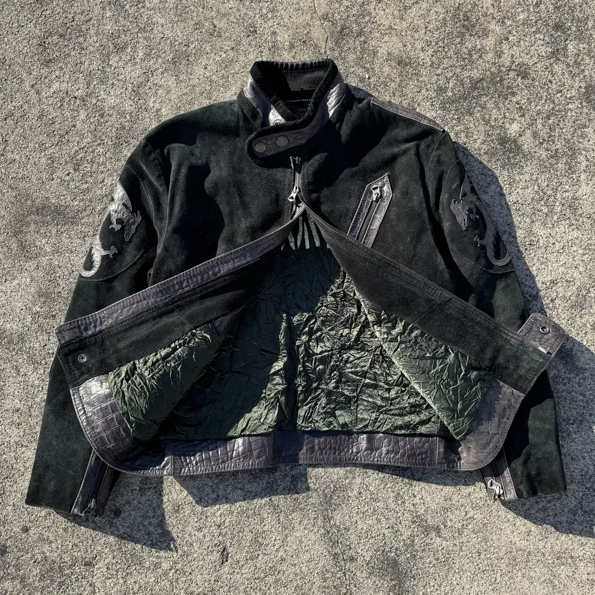 [M~L] Armani Jeans Dragon Hide 가죽 자켓