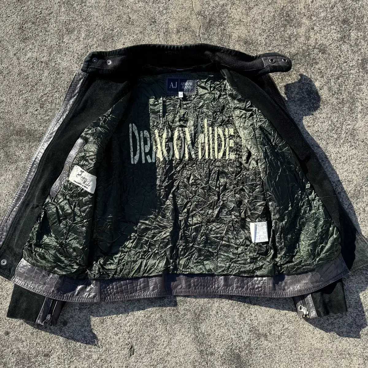 [M~L] Armani Jeans Dragon Hide 가죽 자켓