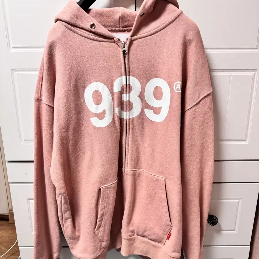 939 LOGO HOOD ZIP-UP (PINK) L 사이즈