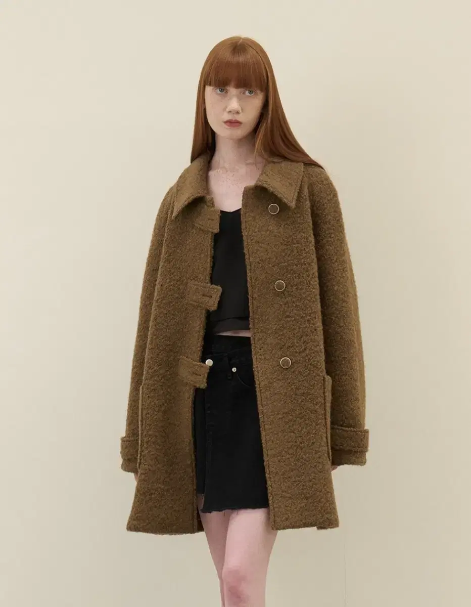 마론 에디션 Fall brown melange half coat