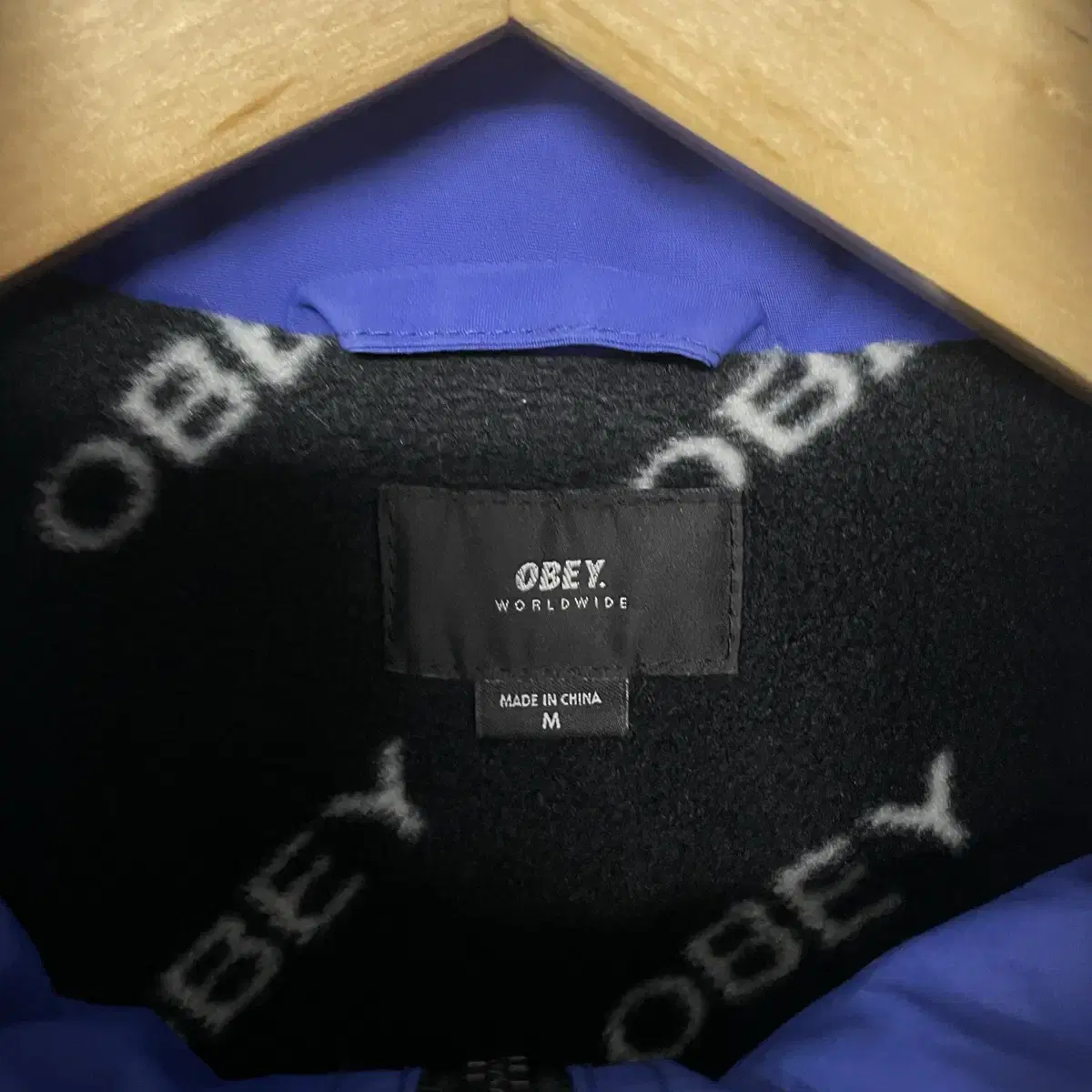 오베이 Obey 체커 보드 아노락 자켓 블루