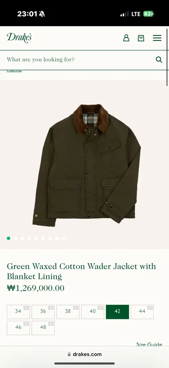 드레익스 green wader waxed jacket 40