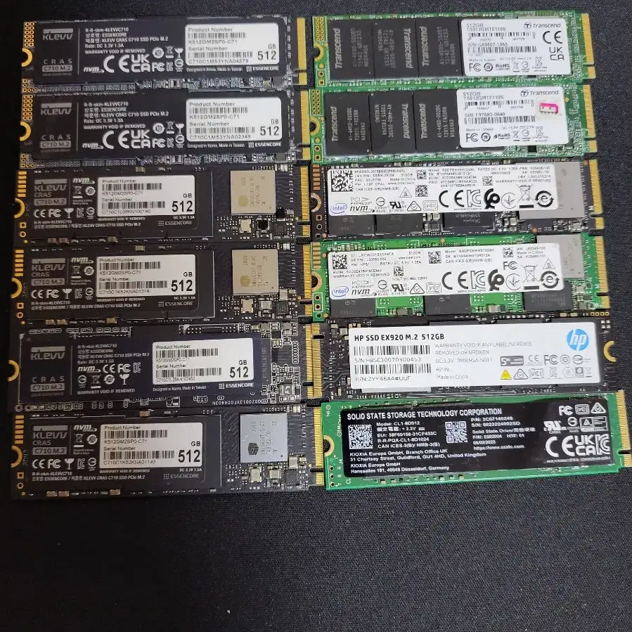 컴퓨터 저장장치 NVME SSD 512GB 5종류