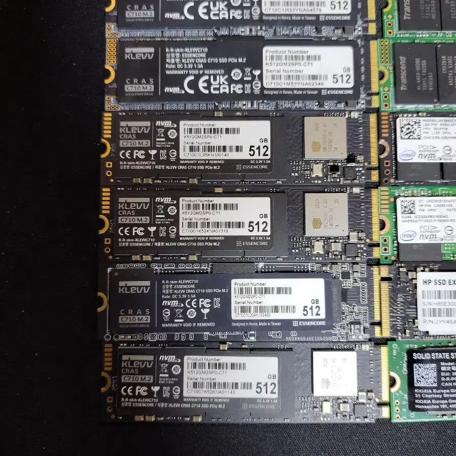 컴퓨터 저장장치 NVME SSD 512GB 5종류