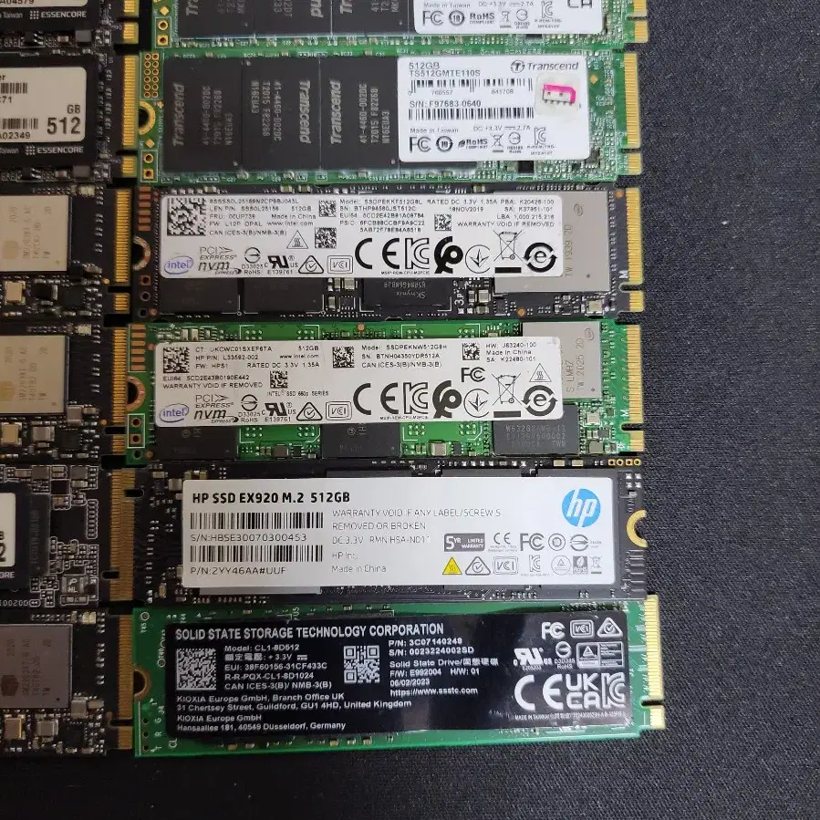 컴퓨터 저장장치 NVME SSD 512GB 5종류