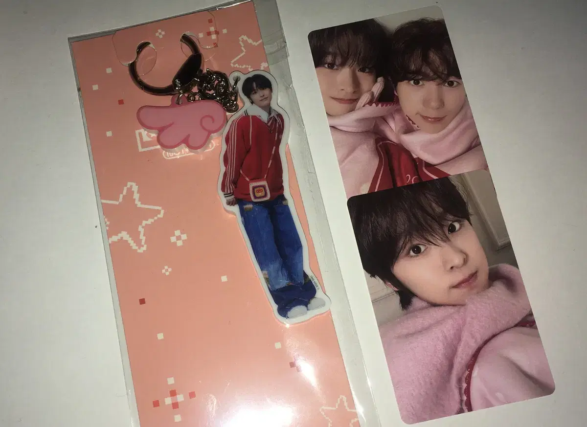 Riku one to two keyrings, pink Christmas photo cards in bulk!