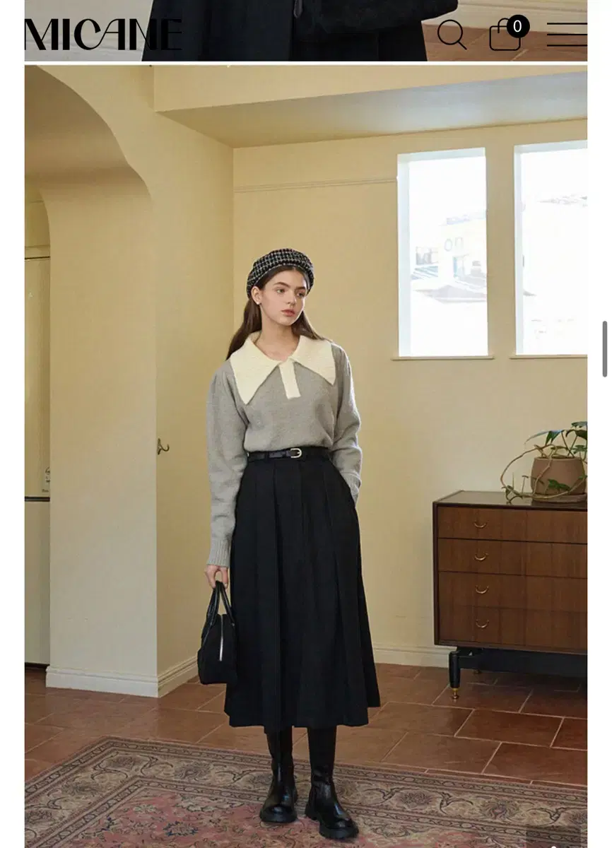 미케네 울 스커트 (벨트 포함) Urbane Pleats long sk