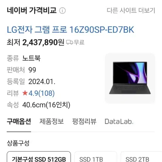 LG Gram Pro 40.6cm 판매합니다