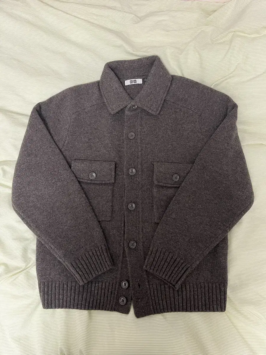 Uniqlo Lambswool knit jacket brown S