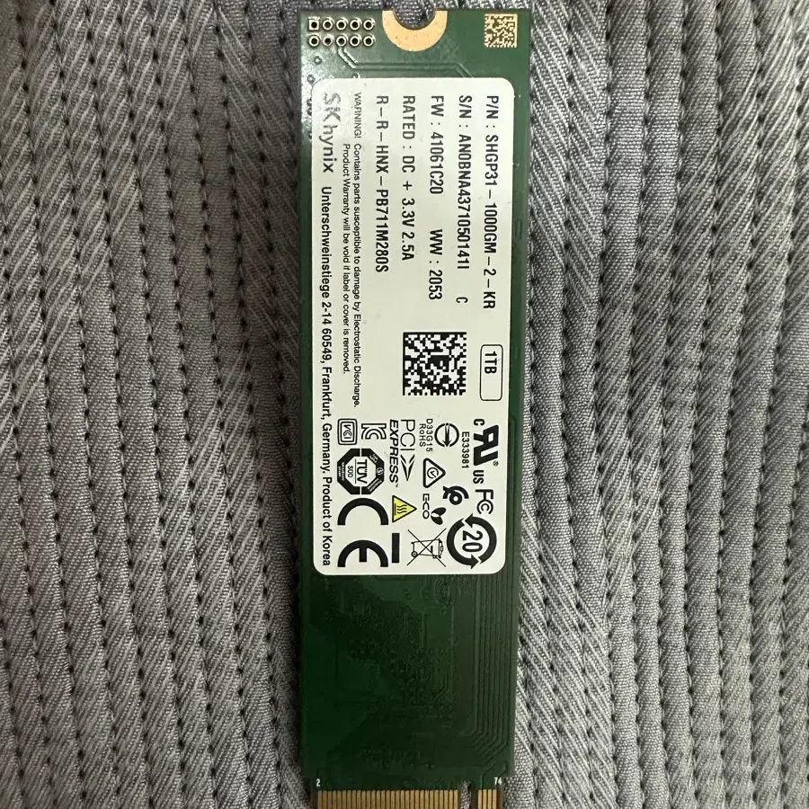 SK 하이닉스 NVME P31 m.2 SSD 1TB 판매합니다