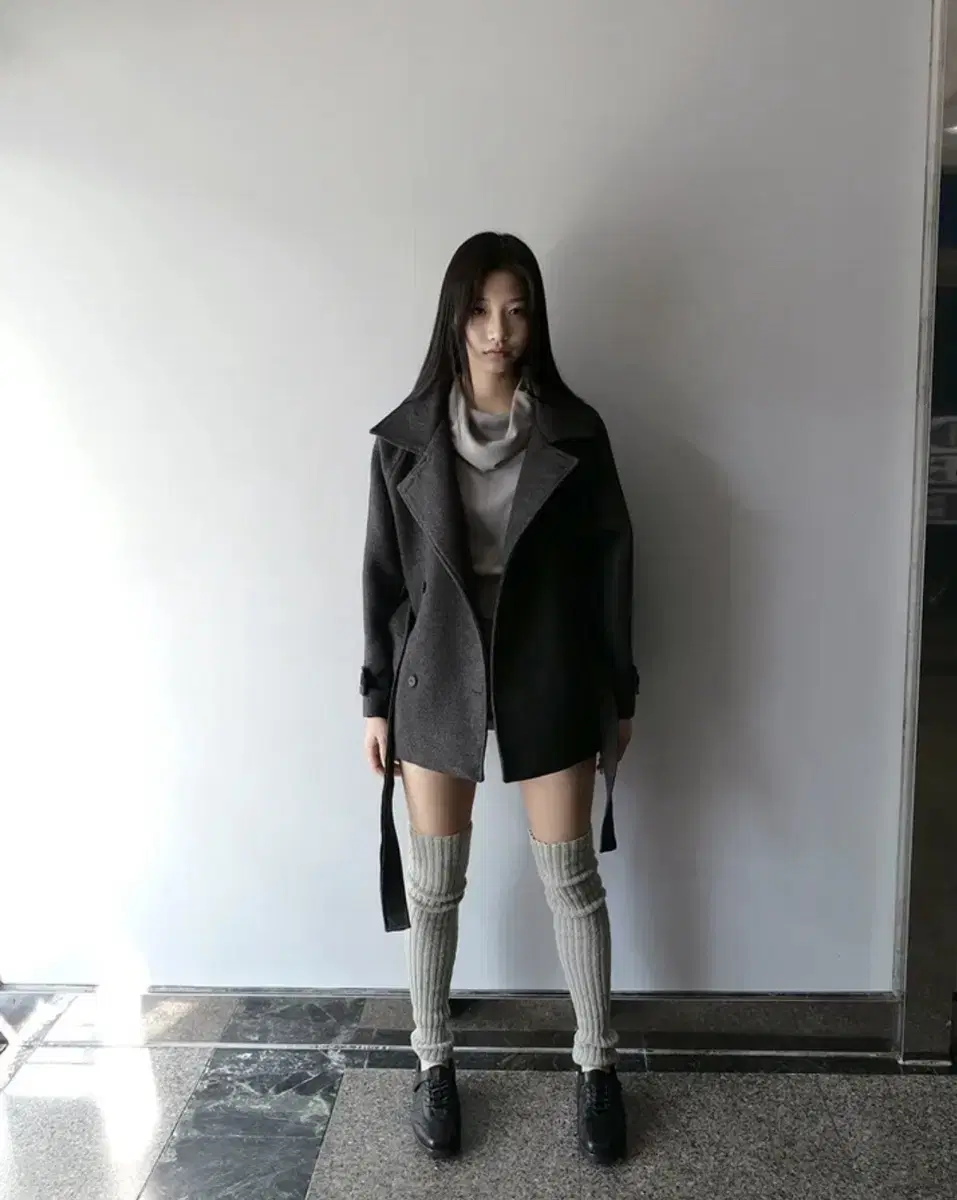 오늘만>릿킴 DOUBLE BREASTED BELTED HALF COAT