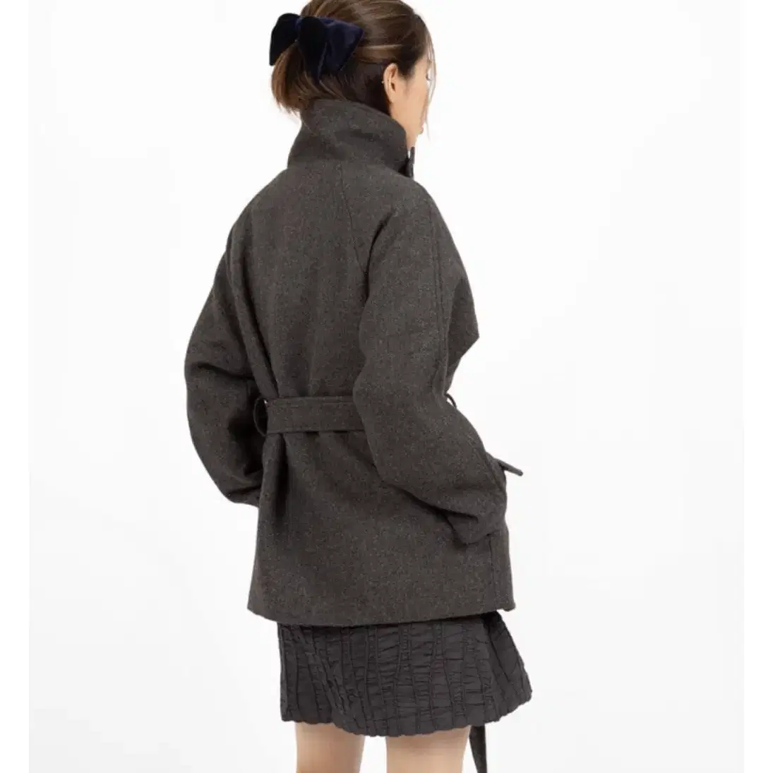 릿킴 DOUBLE BREASTED BELTED HALF COAT