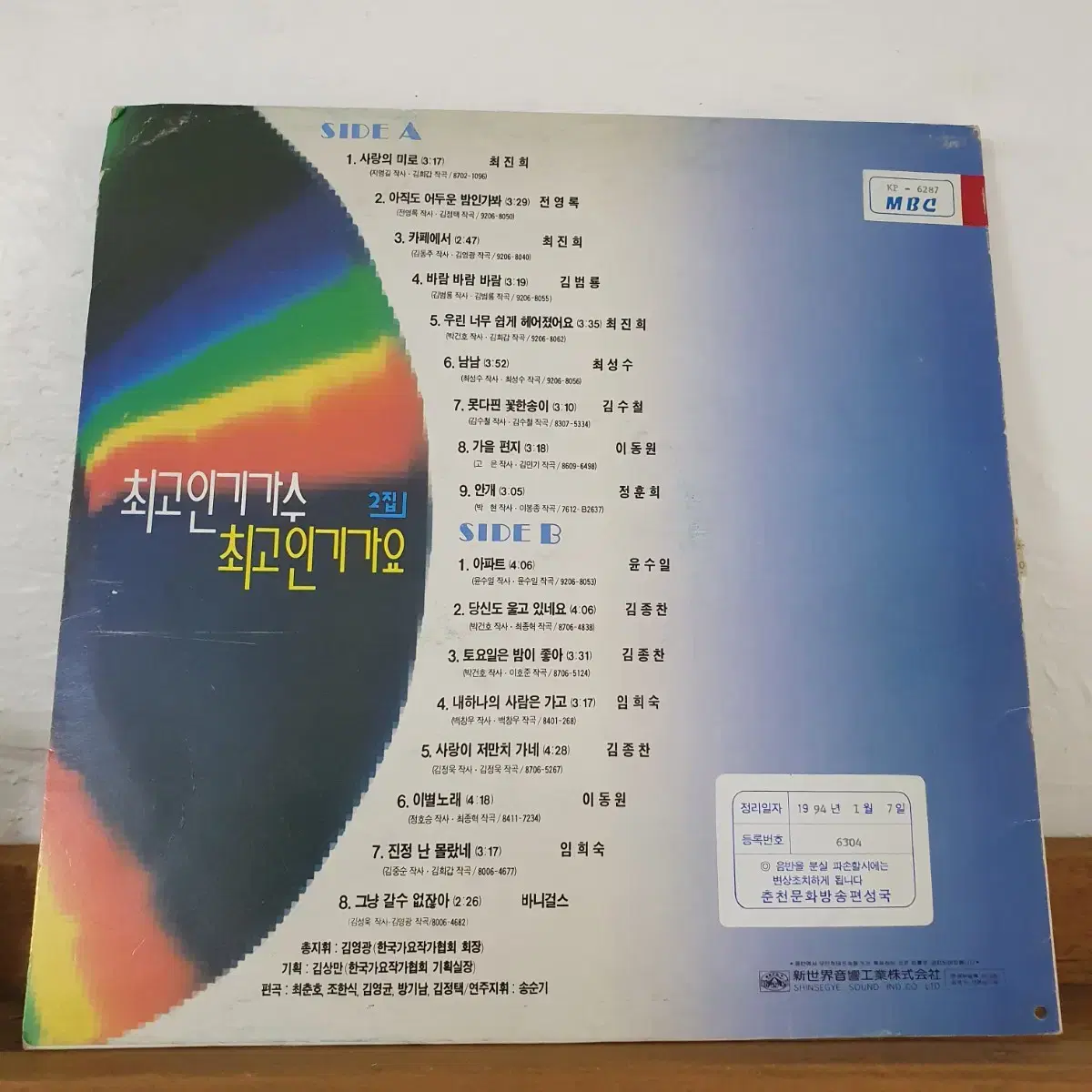 최고인기가수  최고인기가요2집 LP  1982