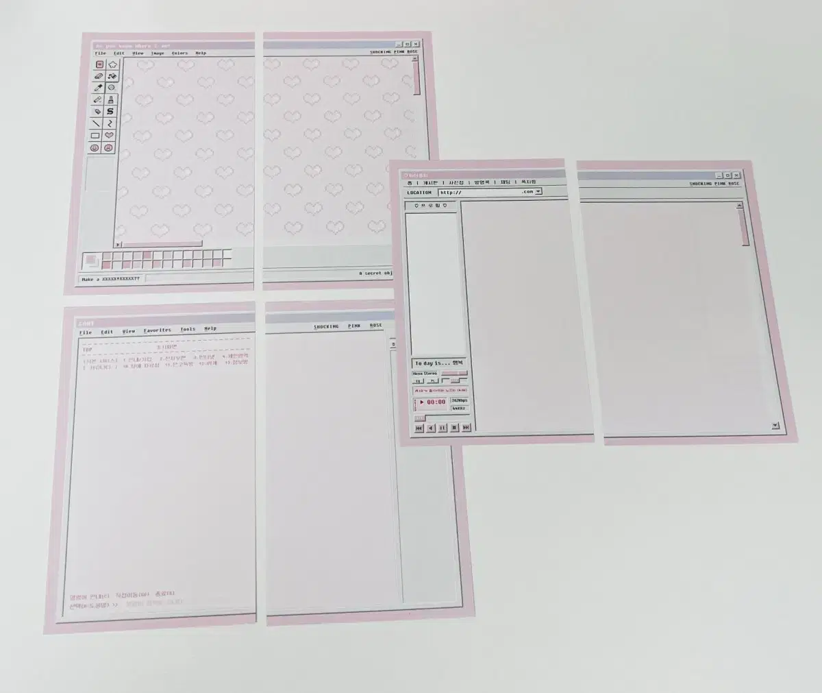 (6 sheets, 400 won)Shocking Pink Rose Y2K a6 Diary Inner Paper Set