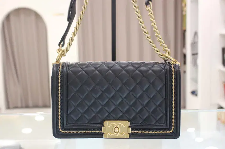 Chanel Boy Bag Seasonal Chain Shoulder Bag A67086 Black