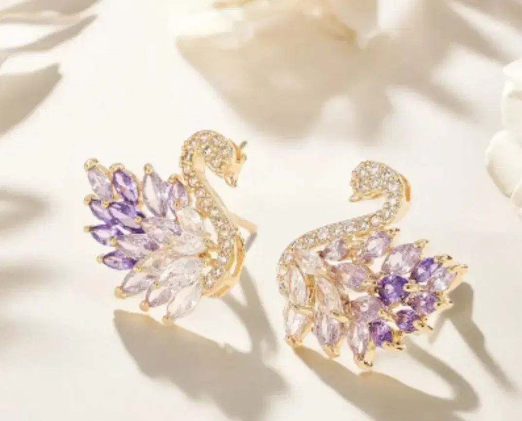 Purple Gold Swan Earrings New Arrivals