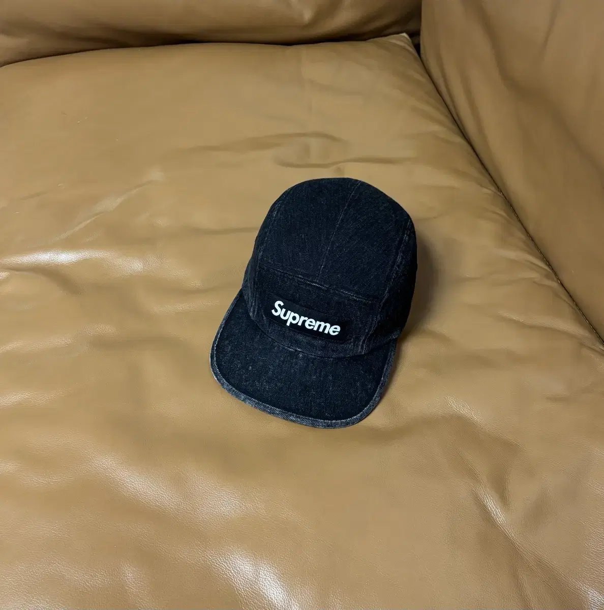 Supreme 슈프림 데님 블랙 캠프캡 모자 (Washed Denim)