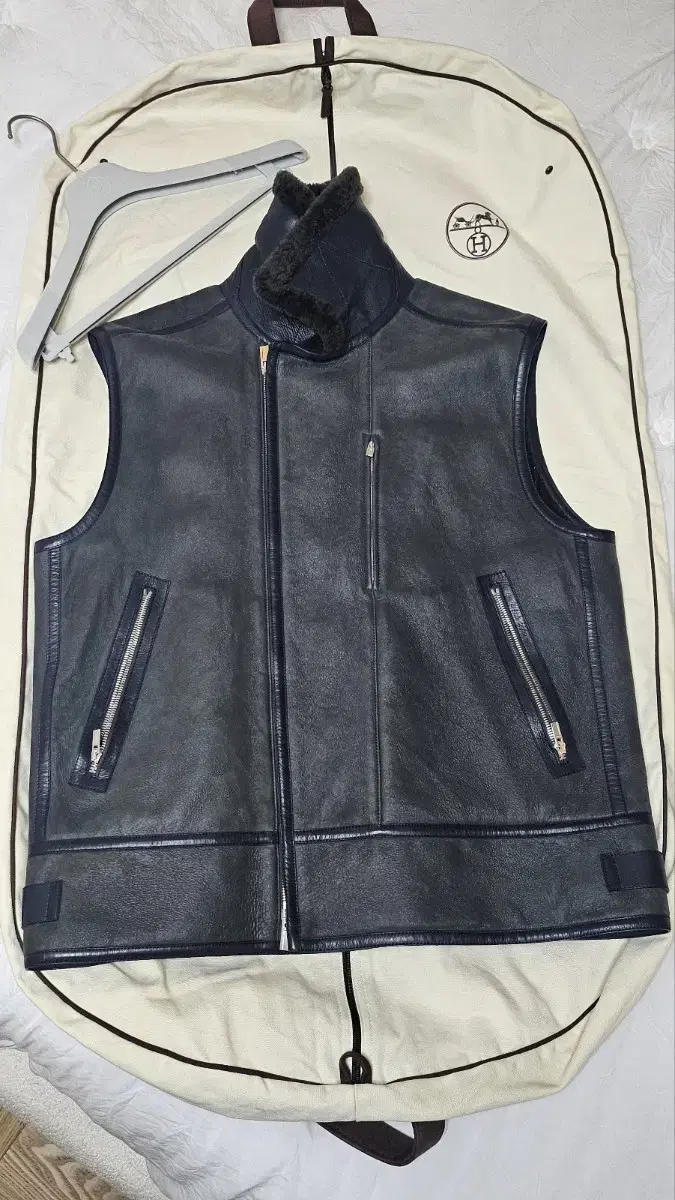 Hermès Leather Trimmed Shearling Vest