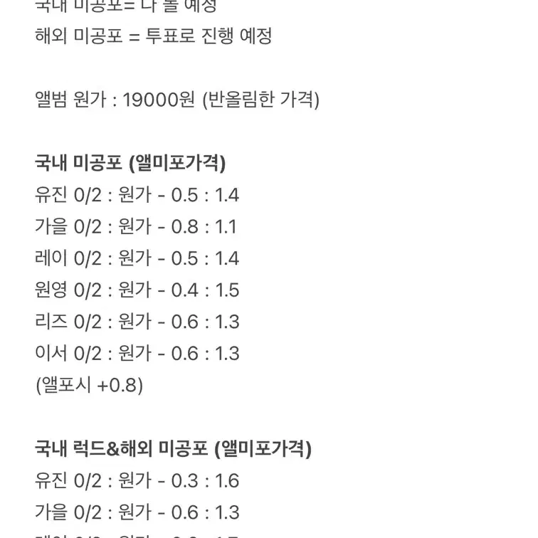 전멤,최저가)아이브 7집 엠파시 장기분철 분철 포카 앨범 원영 유진 레이