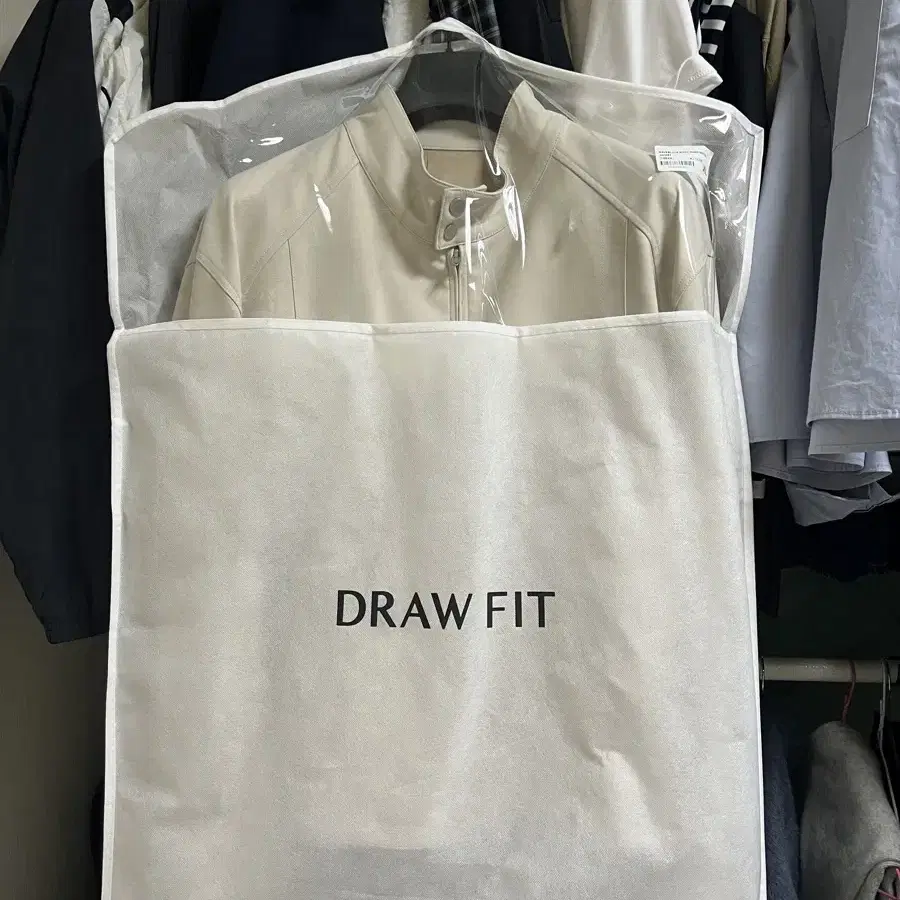 드로우핏 draw fit 웨이브 블록 울 해링턴 자켓 크림색