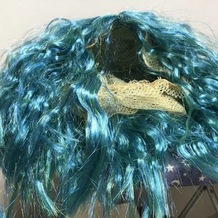 Turquoise short perm wig NEW