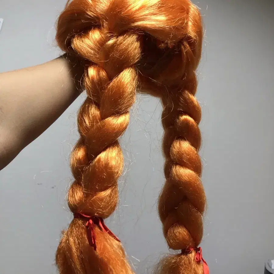 Side braid pigtails orange wig