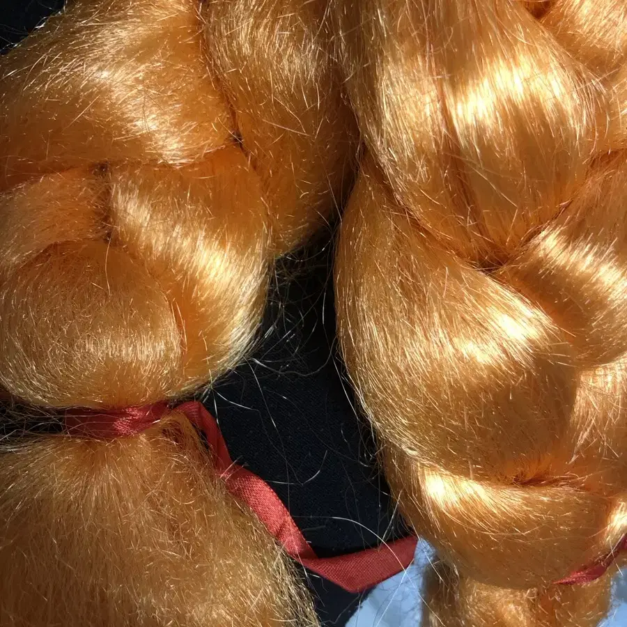 Side braid pigtails orange wig