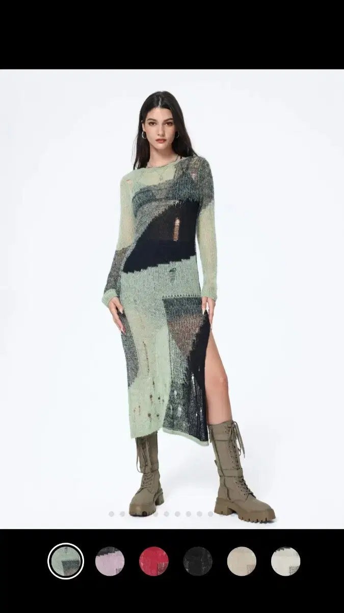 XS사이즈 KNIT PATCHWORK RIPPED MINI DRESS