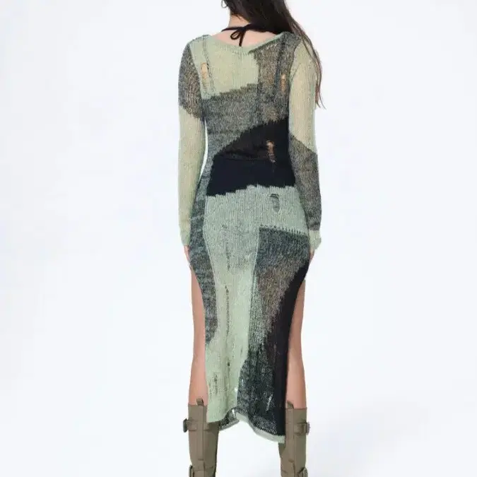 XS사이즈 KNIT PATCHWORK RIPPED MINI DRESS