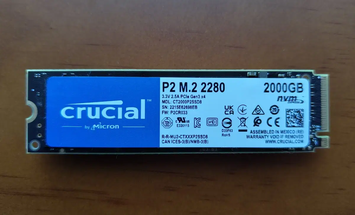 마이크론 crucial P2 M.2 2TB nvme SSD