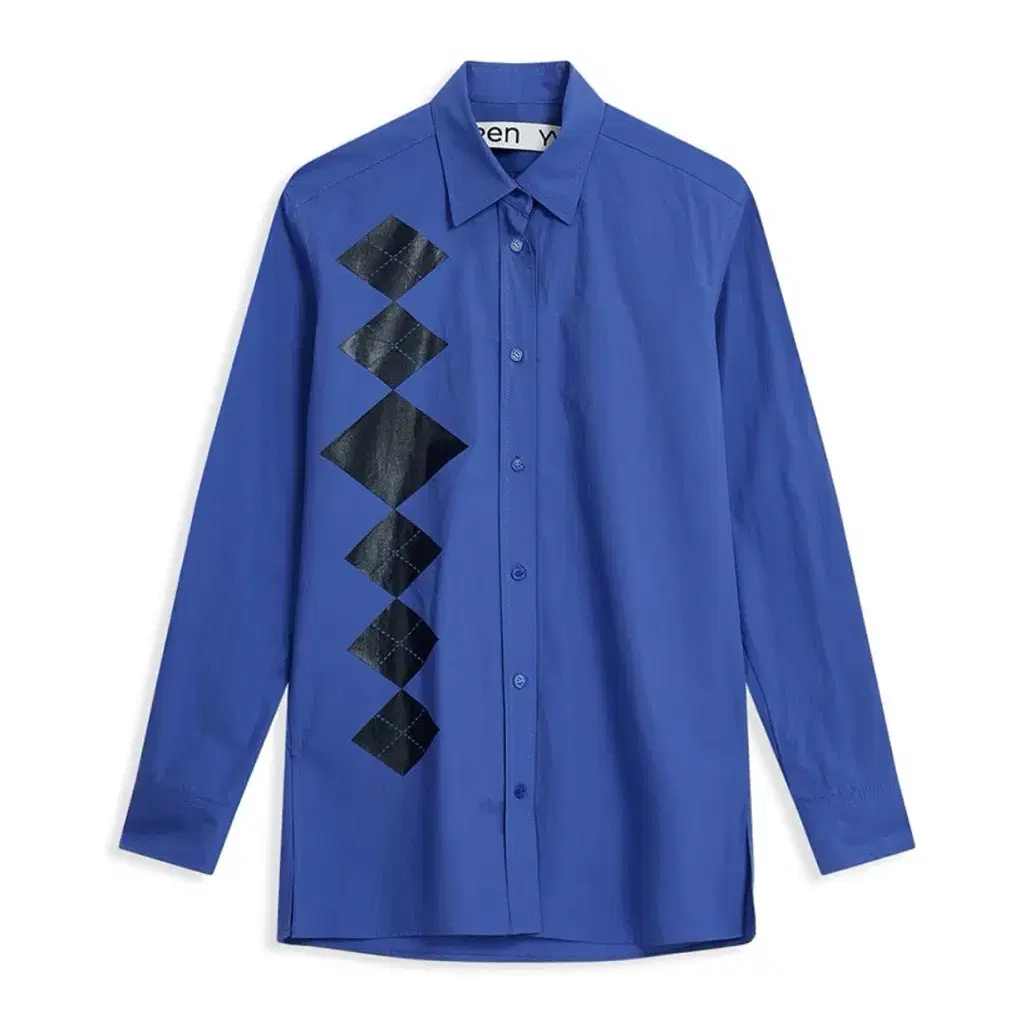 오픈와이와이 ARGYLE BUTTON DOWN SHIRT, BLUE