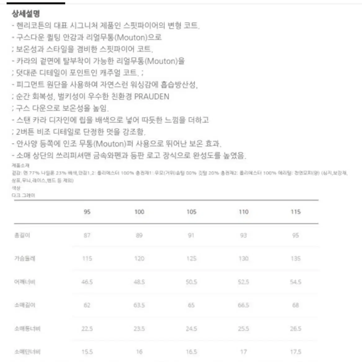 새상품) 헨리코튼 스핏파이어 코트