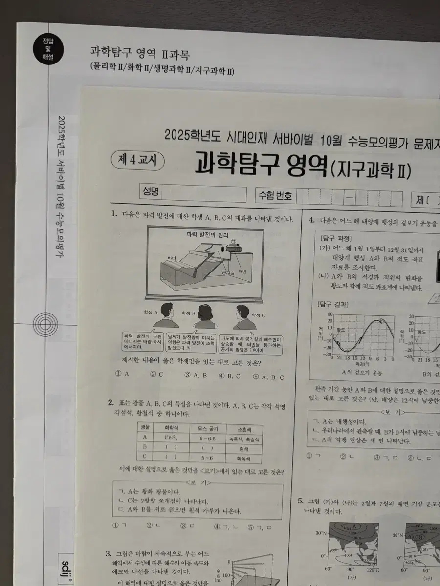 2025 지구과학2 시대인재 월례고사 6회분